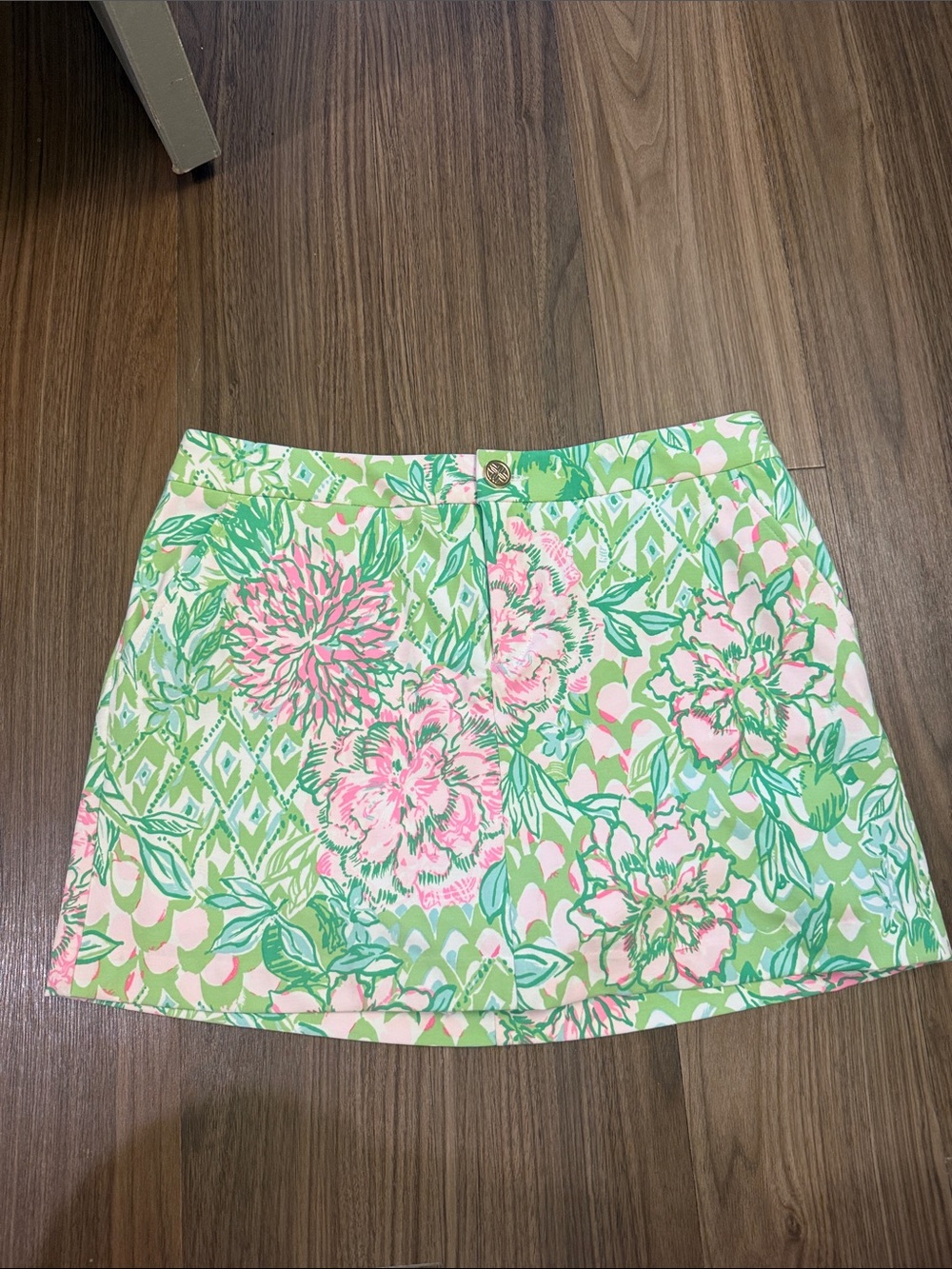 Lilly Pulitzer Floral Print A-Line Mini Skort in Pink & Green